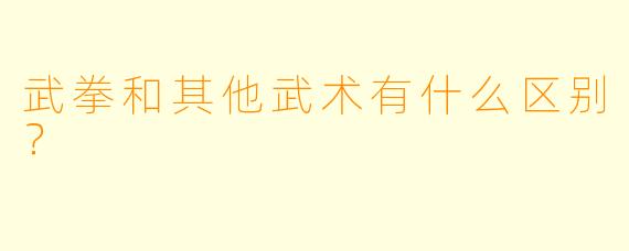 武拳和其他武术有什么区别？