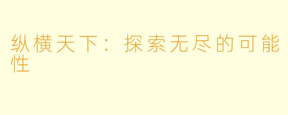 纵横天下：探索无尽的可能性