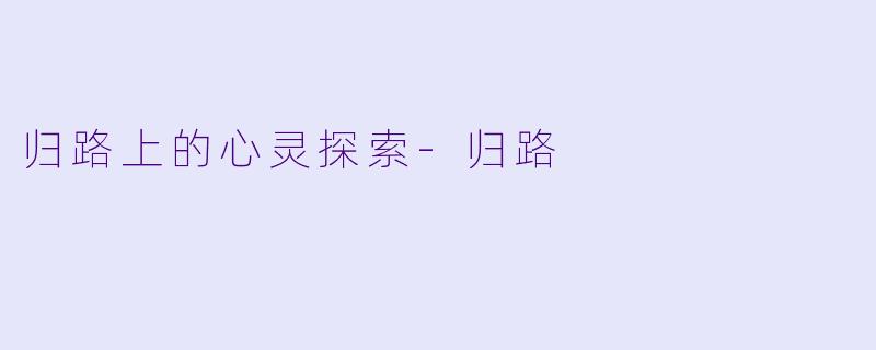 归路上的心灵探索