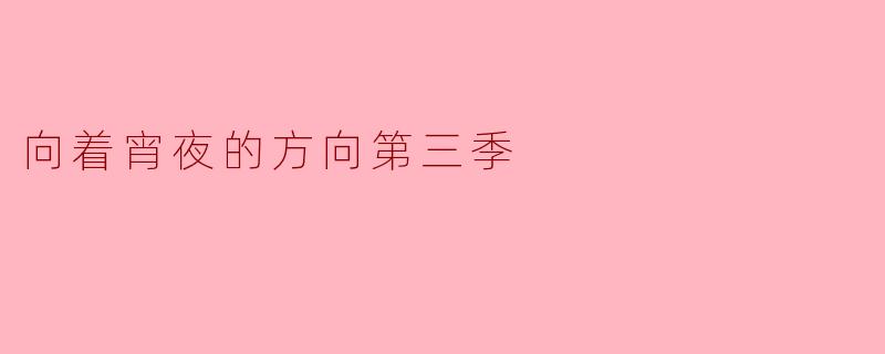 向着宵夜的方向第三季