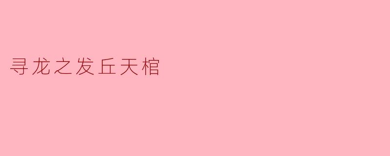 寻龙之发丘天棺