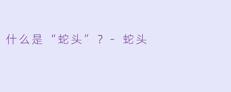 什么是“蛇头”？-蛇头