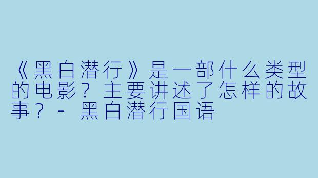 《黑白潜行》是一部什么类型的电影?主要讲述了怎样的故事?