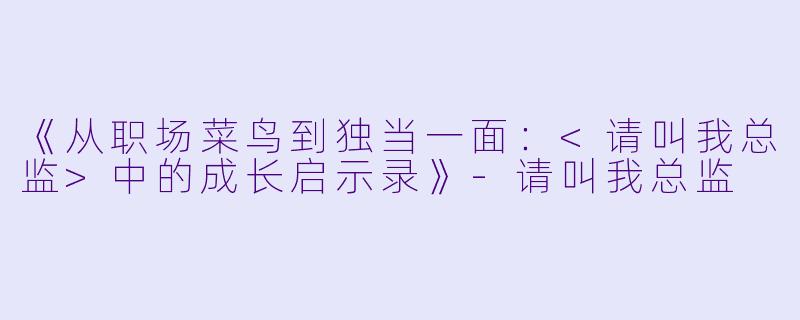 《从职场菜鸟到独当一面：<请叫我总监>中的成长启示录》-请叫我总监