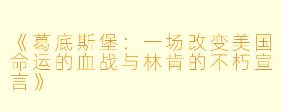 《葛底斯堡：一场改变美国命运的血战与林肯的不朽宣言》