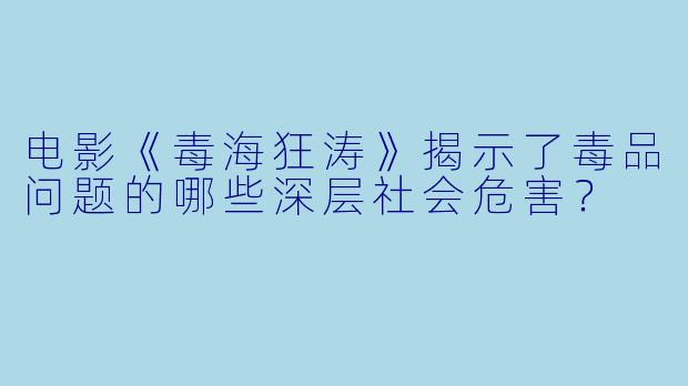 电影《毒海狂涛》揭示了毒品问题的哪些深层社会危害?