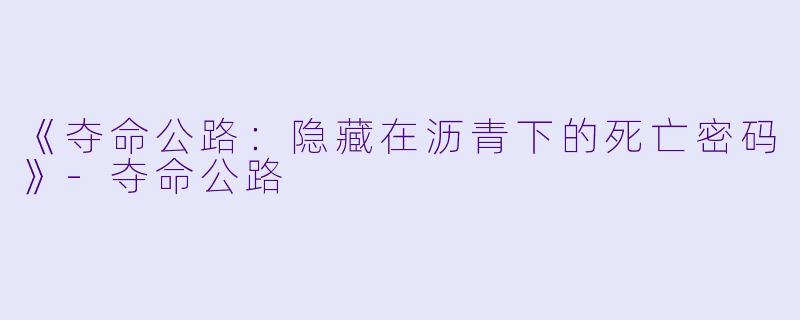 《夺命公路：隐藏在沥青下的死亡密码》-夺命公路