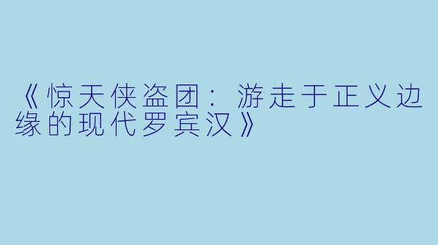 《惊天侠盗团：游走于正义边缘的现代罗宾汉》