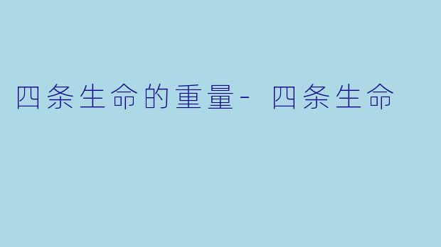 四条生命的重量