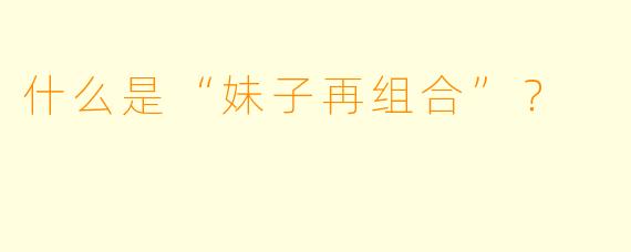 什么是“妹子再组合”？