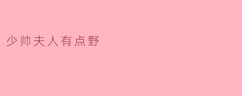 少帅夫人有点野