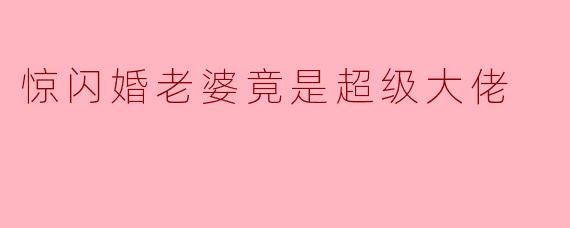 惊闪婚老婆竟是超级大佬