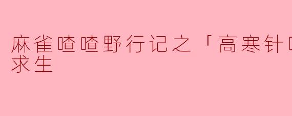 麻雀喳喳野行记之「高寒针叶林」丛林求生