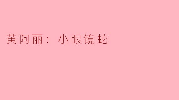 黄阿丽：小眼镜蛇