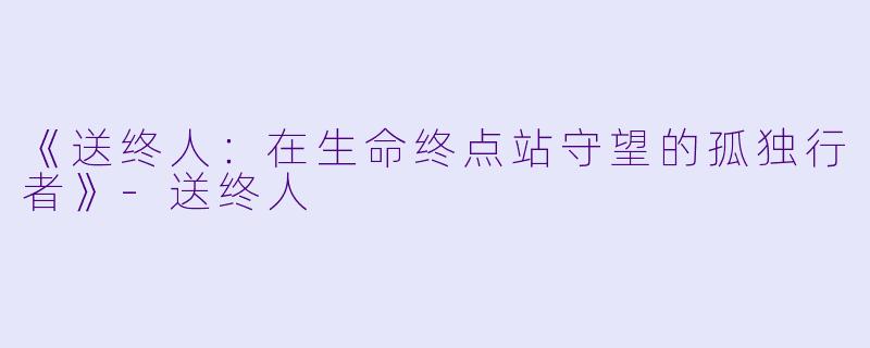 《送终人:在生命终点站守望的孤独行者》