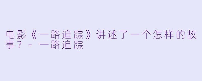 电影《一路追踪》讲述了一个怎样的故事？-一路追踪