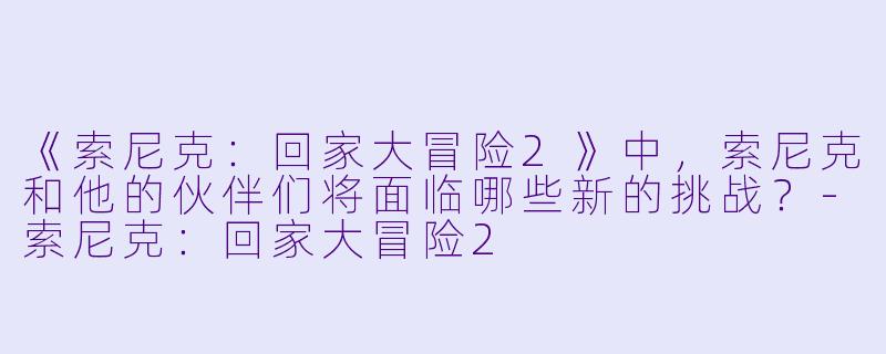 《索尼克：回家大冒险2》中，索尼克和他的伙伴们将面临哪些新的挑战？-索尼克：回家大冒险2