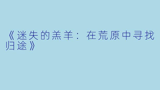 《迷失的羔羊：在荒原中寻找归途》