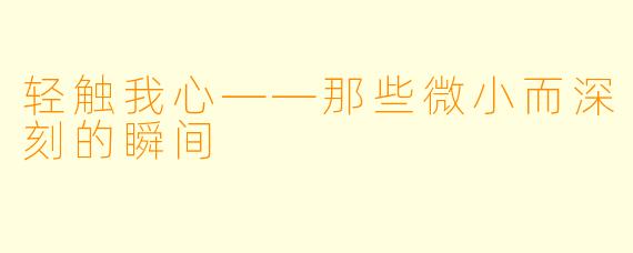轻触我心——那些微小而深刻的瞬间