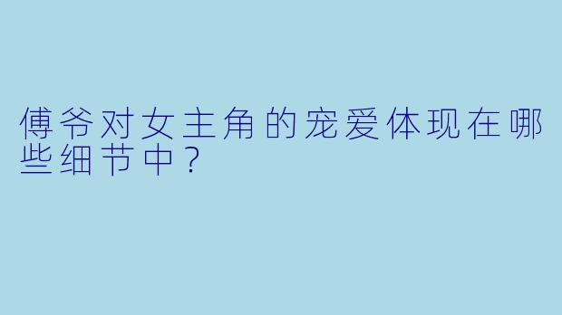 傅爷对女主角的宠爱体现在哪些细节中？