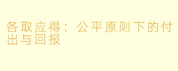 各取应得:公平原则下的付出与回报