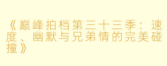 《巅峰拍档第三十三季:速度、幽默与兄弟情的完美碰撞》