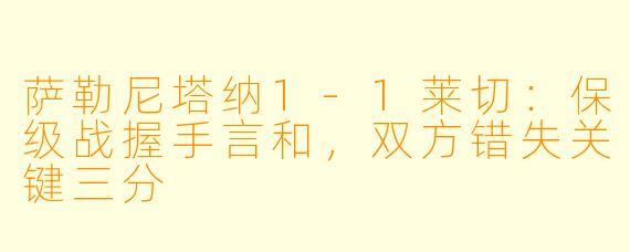 萨勒尼塔纳1-1莱切:保级战握手言和,双方错失关键三分