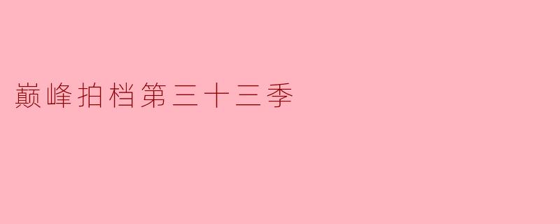 《巅峰拍档第三十三季：速度、幽默与兄弟情的完美碰撞》
