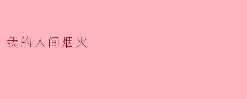 《我的人间烟火:在平凡日子里点燃生命的温度》