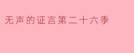 无声的证言第二十六季