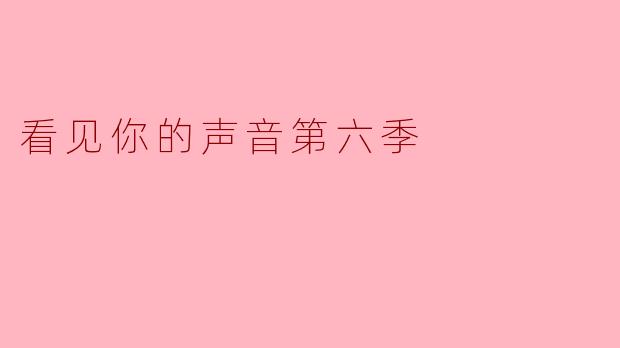 看见你的声音第六季