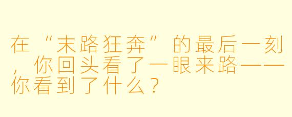 在“末路狂奔”的最后一刻，你回头看了一眼来路——你看到了什么？