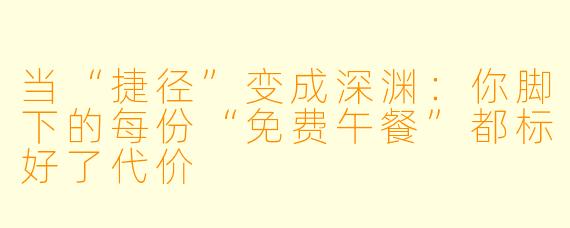 当“捷径”变成深渊:你脚下的每份“免费午餐”都标好了代价