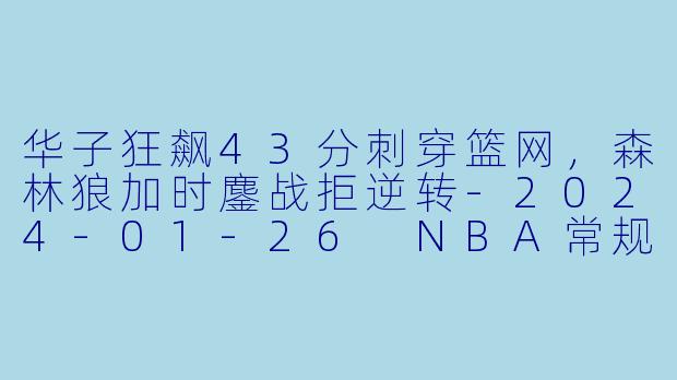 华子狂飙43分刺穿篮网，森林狼加时鏖战拒逆转-2024-01-26 NBA常规赛 篮网 VS 森林狼